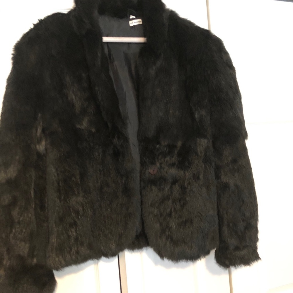 Vintage Genuine Black Rabbit Fur Jacket Size Small
